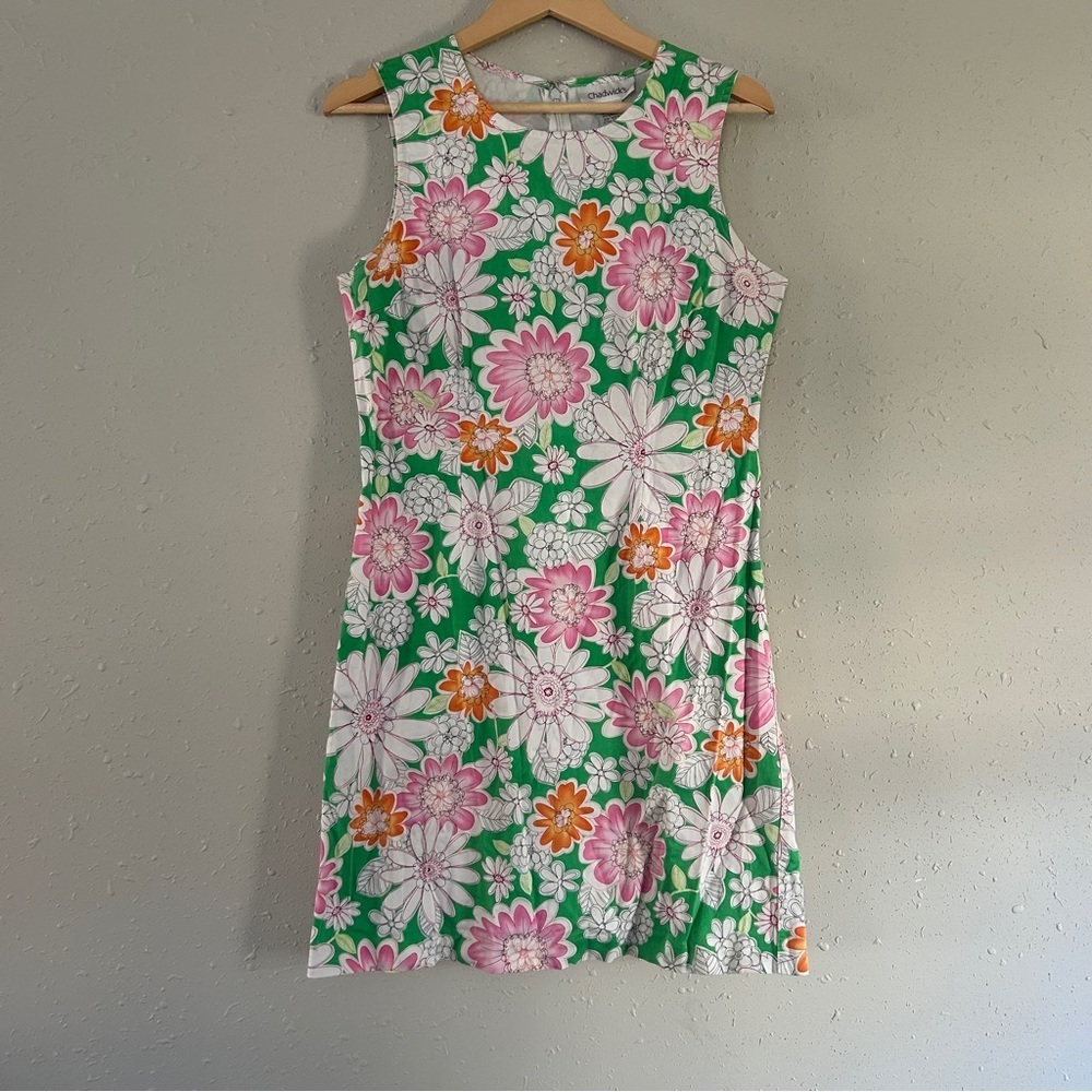Chadwicks Green Floral Mini Dress Vintage Retro Preppy 60s 70s 12